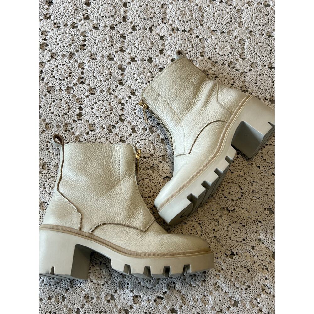Antonio de Faria Women's Chunky Lug Sole Ankle Boots - Cream